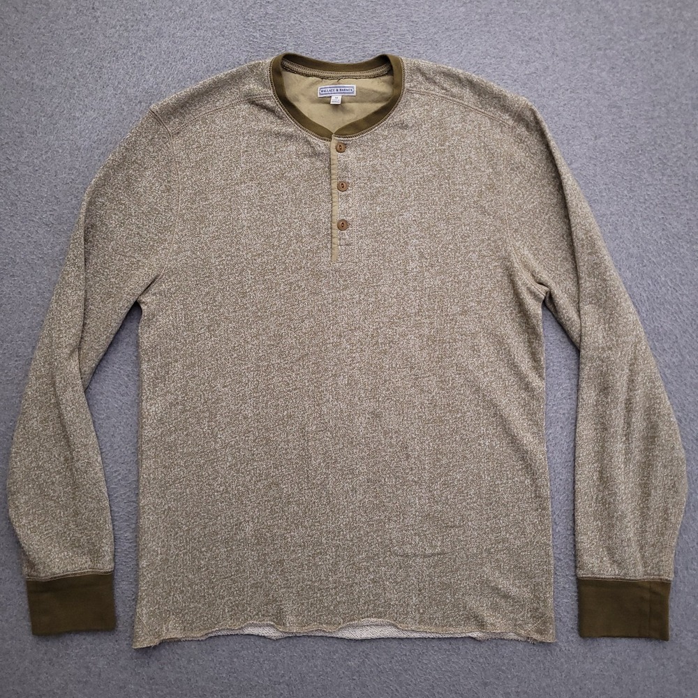 Wallace & Barnes Henley Shirt Mens M Heather Olive French Terry Cotton Blend